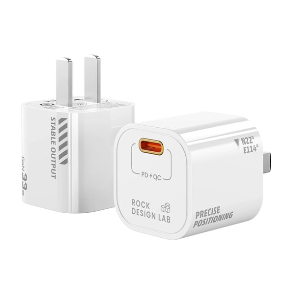 ROCK T88 Sugar Series PD33W Single Type-C Port GaN Charger, CN Plug(White)