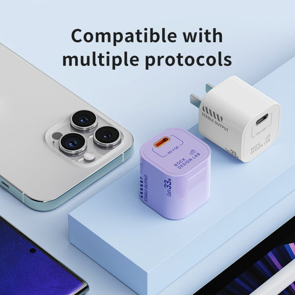 ROCK T88 Sugar Series PD33W Single Type-C Port GaN Charger, CN Plug(White)