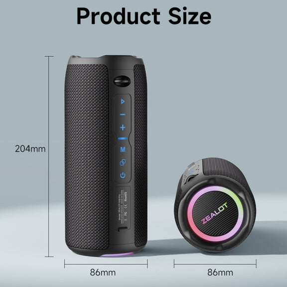 Zealot S49 Pro 20W Outdoor Portable Wireless Bluetooth Speaker with RGB Light(Black)