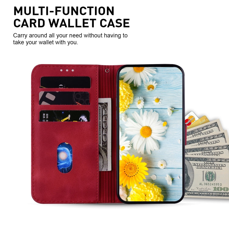 For iPhone 16 Pro Lily Embossed Leather Phone Case(Red)