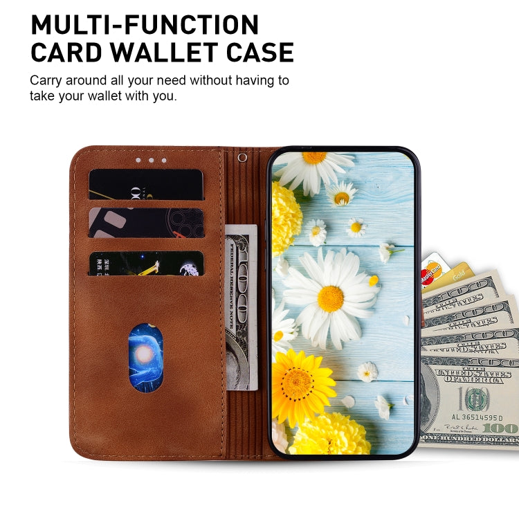 For iPhone 16 Plus Lily Embossed Leather Phone Case(Brown)