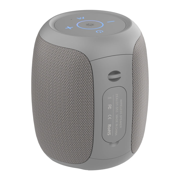 Zealot S53 IPX6 Water-resistant Portable Colorful Wireless Bluetooth Speaker(Grey)