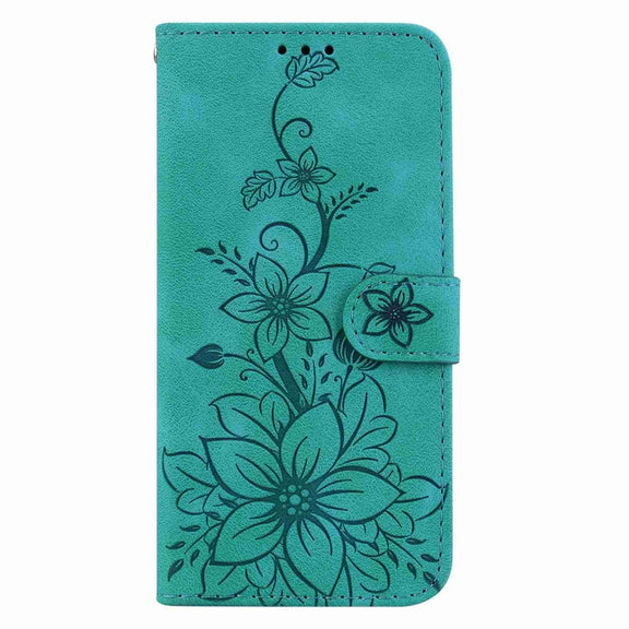 For Honor 90 Lite Lily Embossed Leather Phone Case(Green)
