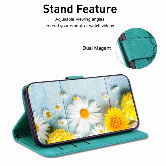 For Honor 90 Lite Lily Embossed Leather Phone Case(Green)