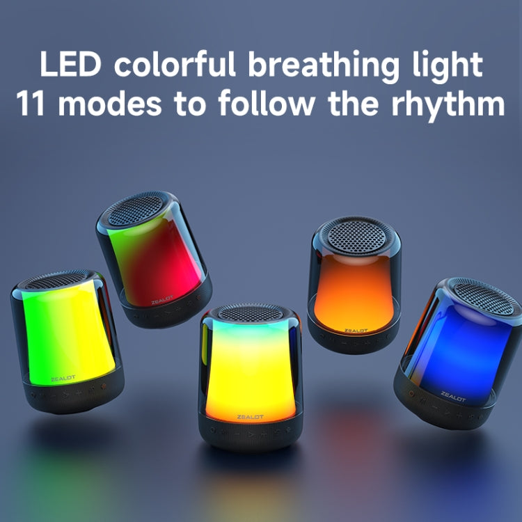 Zealot S66 Portable RGB Light Wireless Bluetooth Speaker Outdoor Subwoofer(Black)