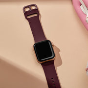 For Apple Watch SE 44mm Pin Buckle Silicone Watch Band(Wine Red)