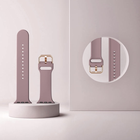 For Apple Watch Series 2 42mm Pin Buckle Silicone Watch Band(Smoked Purple)