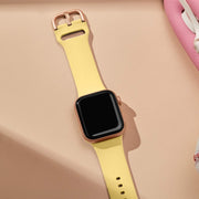 For Apple Watch 42mm Pin Buckle Silicone Watch Band(Yellow)