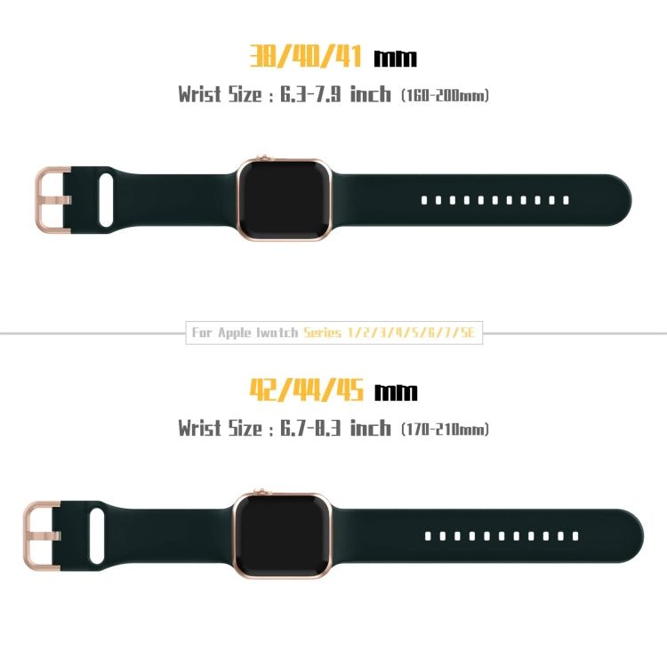 For Apple Watch 42mm Pin Buckle Silicone Watch Band(Dark Green)