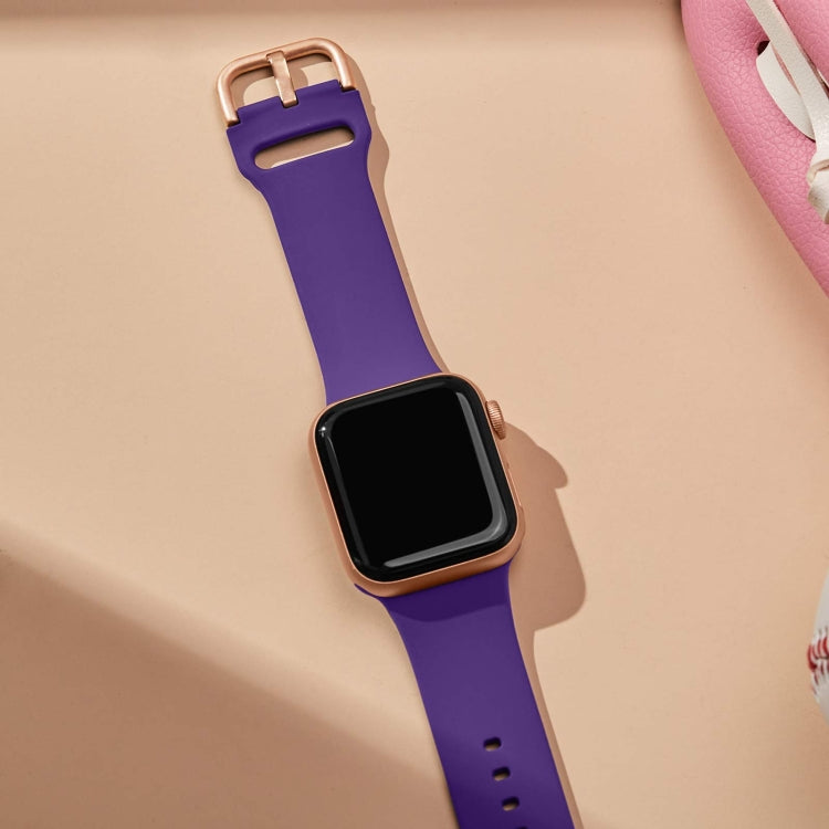 For Apple Watch 38mm Pin Buckle Silicone Watch Band(Purple)