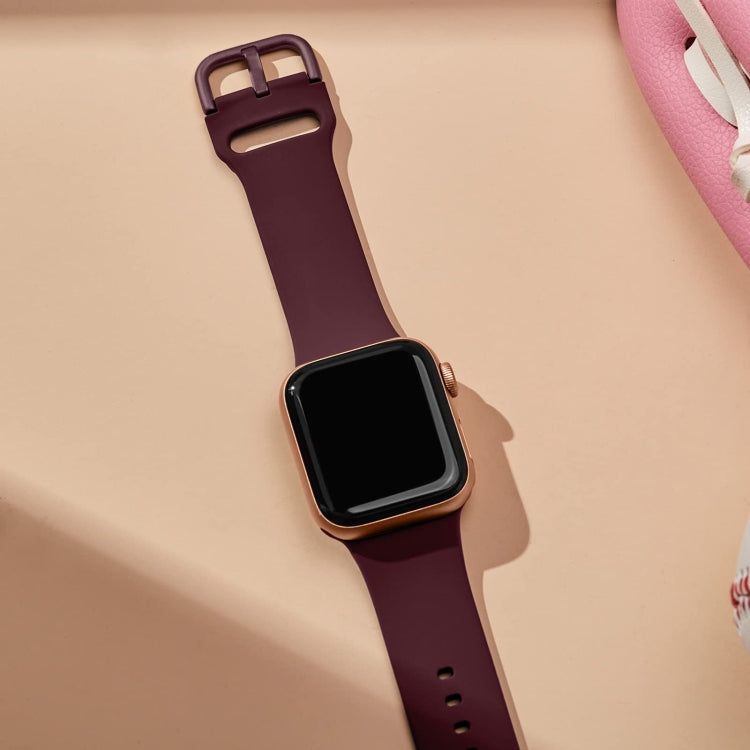 For Apple Watch 38mm Pin Buckle Silicone Watch Band(Wine Red)