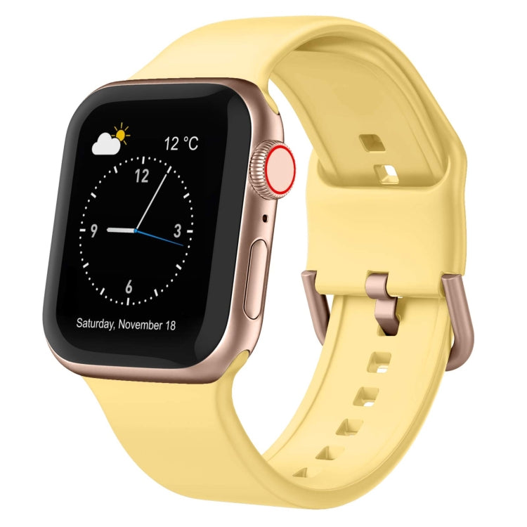 For Apple Watch 38mm Pin Buckle Silicone Watch Band(Yellow)