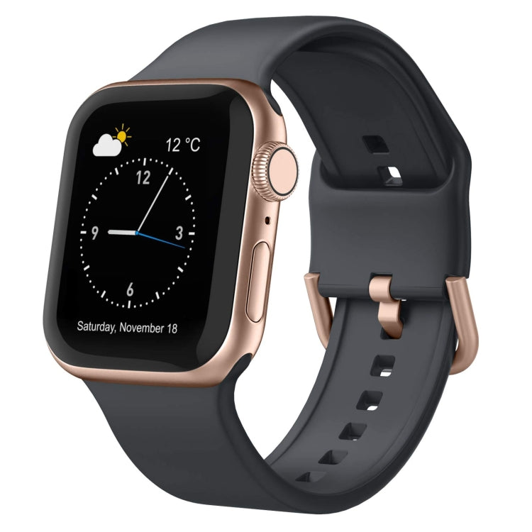 For Apple Watch 38mm Pin Buckle Silicone Watch Band(Dark Grey)
