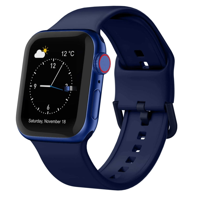 For Apple Watch 38mm Pin Buckle Silicone Watch Band(Midnight Blue)