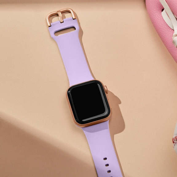 For Apple Watch 38mm Pin Buckle Silicone Watch Band(Lavender)