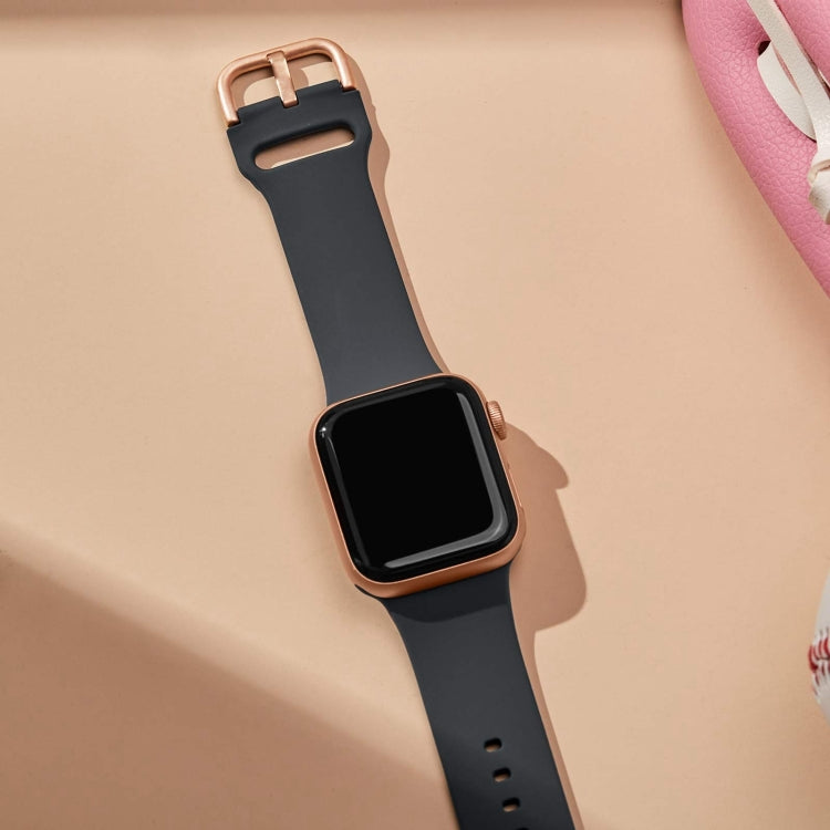 For Apple Watch Series 9 41mm Pin Buckle Silicone Watch Band(Dark Grey)