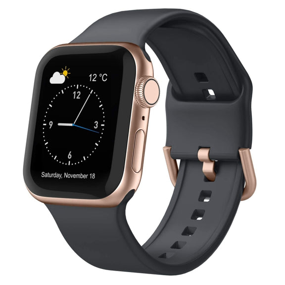 For Apple Watch Series 9 41mm Pin Buckle Silicone Watch Band(Dark Grey)