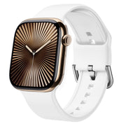 For Apple Watch Series 10 46mm Pin Buckle Silicone Watch Band(White)