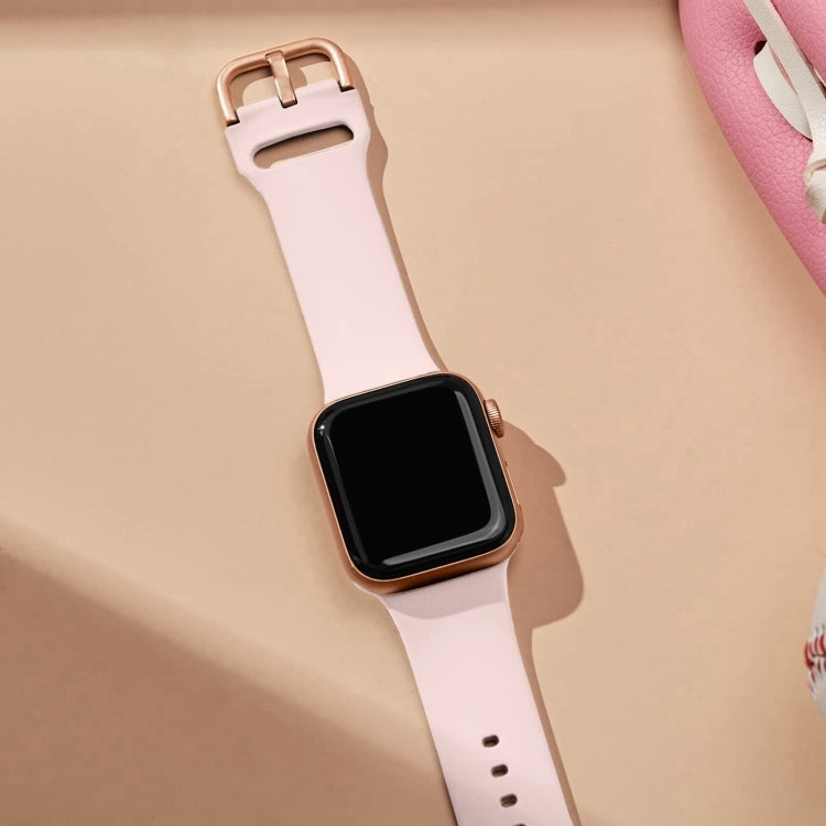 For Apple Watch Series 10 46mm Pin Buckle Silicone Watch Band(Pink Sand)