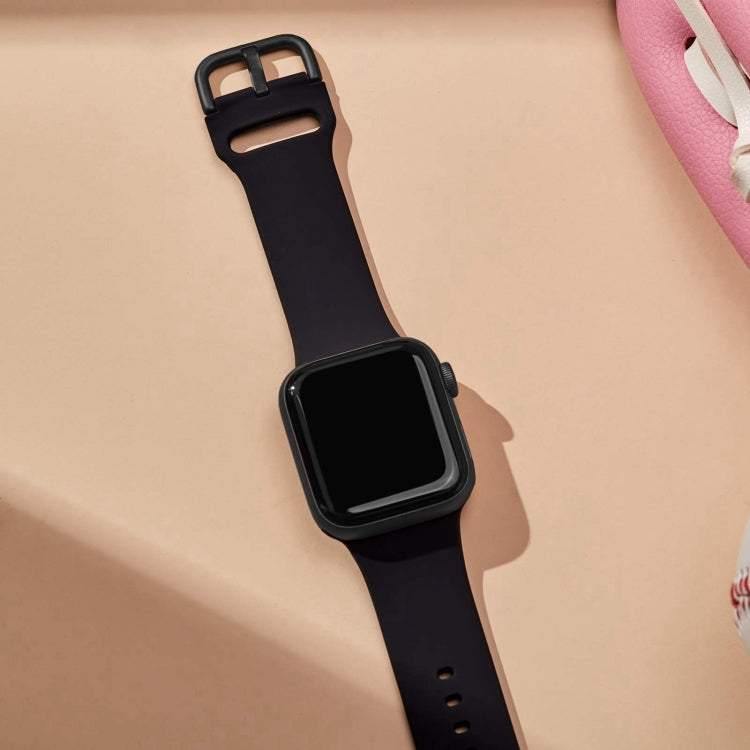 For Apple Watch Series 10 46mm Pin Buckle Silicone Watch Band(Black)