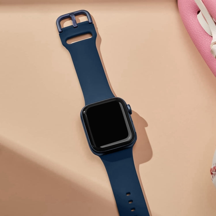 For Apple Watch Series 10 46mm Pin Buckle Silicone Watch Band(Abyss Blue)