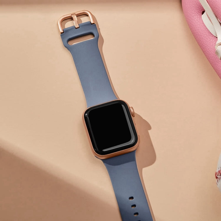 For Apple Watch Series 10 46mm Pin Buckle Silicone Watch Band(Blue Grey)