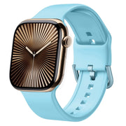For Apple Watch Series 10 46mm Pin Buckle Silicone Watch Band(Light Blue)