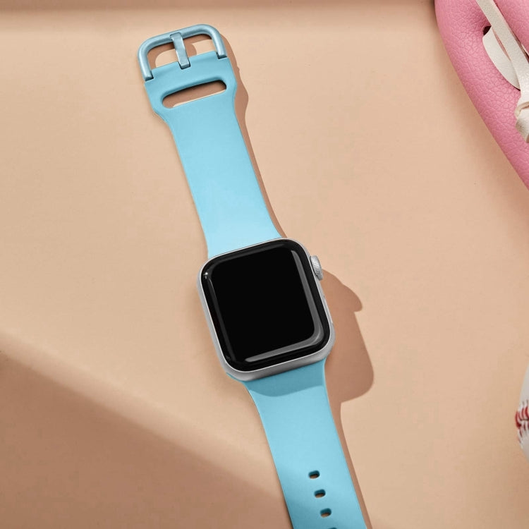 For Apple Watch Series 10 46mm Pin Buckle Silicone Watch Band(Light Blue)