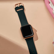 For Apple Watch Series 10 46mm Pin Buckle Silicone Watch Band(Dark Green)