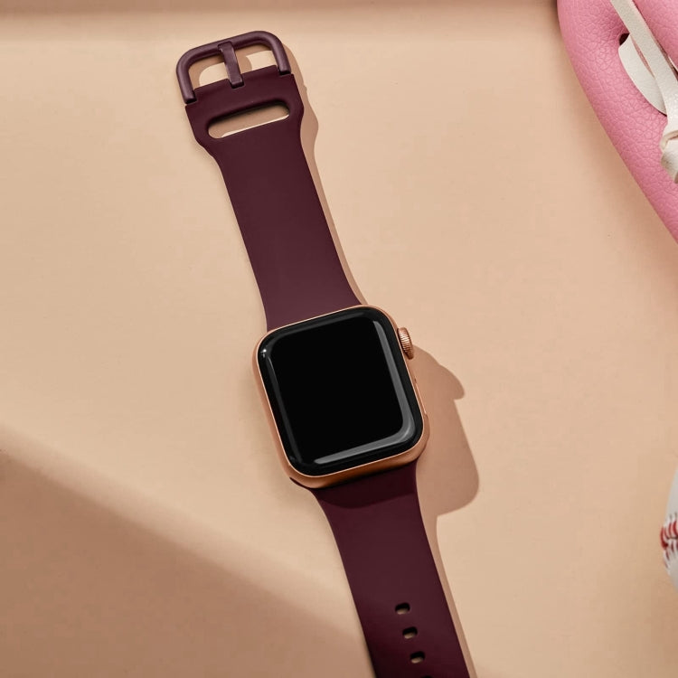 For Apple Watch Series 10 42mm Pin Buckle Silicone Watch Band(Wine Red)