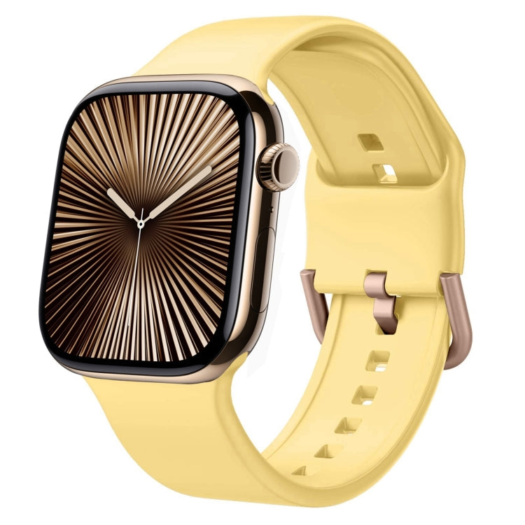 For Apple Watch Series 10 42mm Pin Buckle Silicone Watch Band(Yellow)