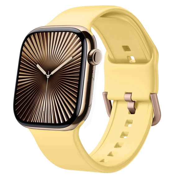 For Apple Watch Series 10 42mm Pin Buckle Silicone Watch Band(Yellow)