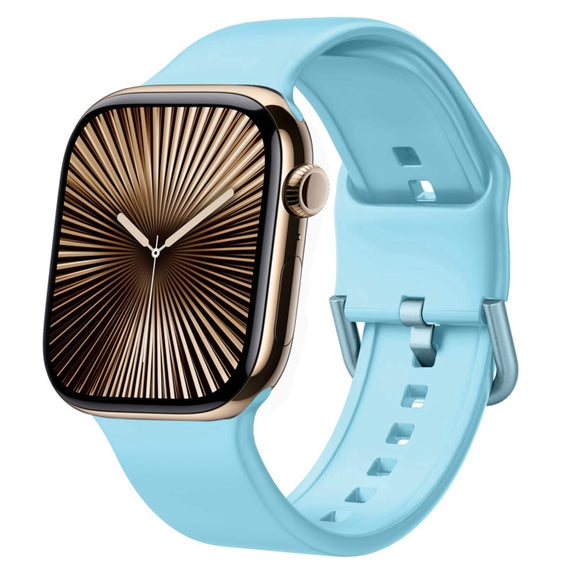 For Apple Watch Series 10 42mm Pin Buckle Silicone Watch Band(Light Blue)