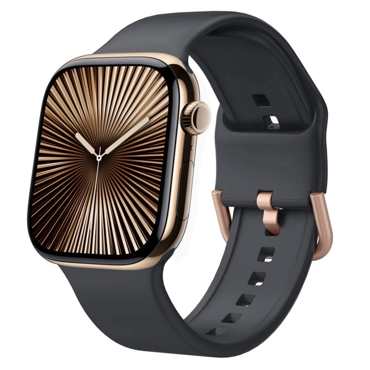 For Apple Watch Series 10 42mm Pin Buckle Silicone Watch Band(Dark Grey)