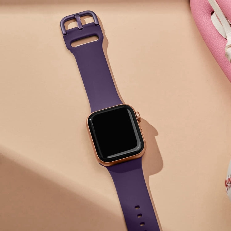 For Apple Watch Series 10 42mm Pin Buckle Silicone Watch Band(Dark Purple)