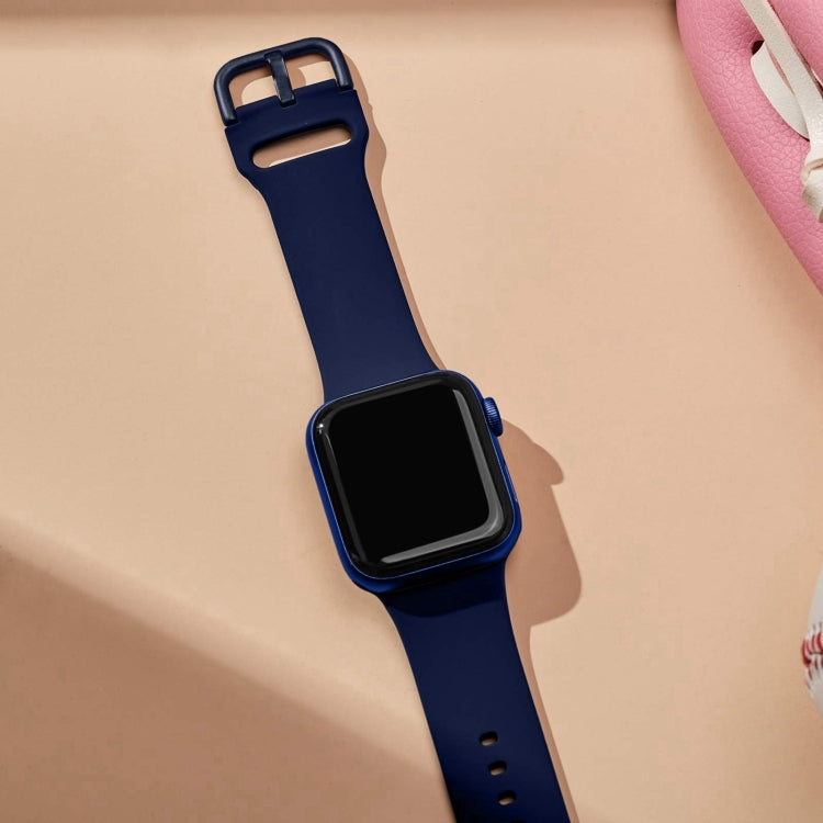 For Apple Watch Series 10 42mm Pin Buckle Silicone Watch Band(Midnight Blue)