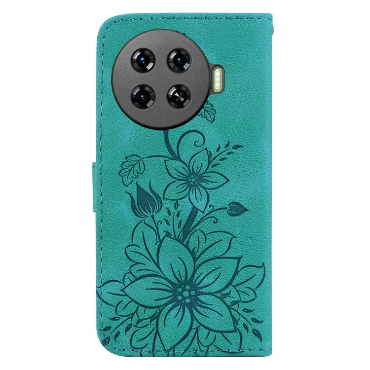 For Tecno Spark 20 Pro+ 4G Lily Embossed Leather Phone Case(Green)