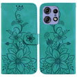 For Motorola Edge 50 Pro Lily Embossed Leather Phone Case(Green) - Motorola Cases by PMC TechLife | Online Shopping South Africa | PMC TechLife | Buy Now Pay Later Mobicred