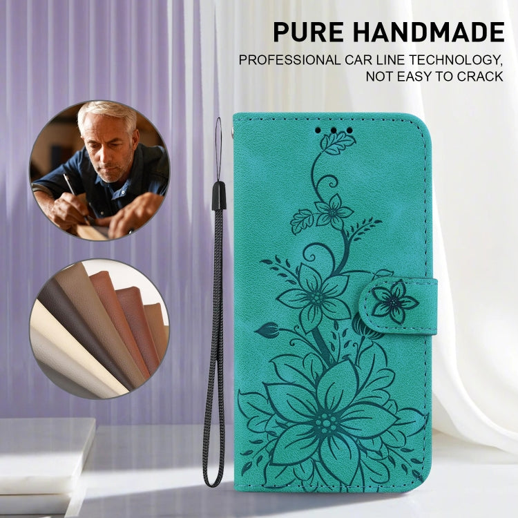 For Motorola Edge 50 Pro Lily Embossed Leather Phone Case(Green)