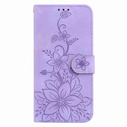 For Motorola Edge 2024 Lily Embossed Leather Phone Case(Purple)
