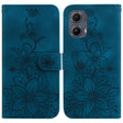 For Motorola Edge 2024 Lily Embossed Leather Phone Case(Dark Blue) - Motorola Cases by PMC Jewellery | Online Shopping South Africa | PMC Jewellery | Buy Now Pay Later Mobicred