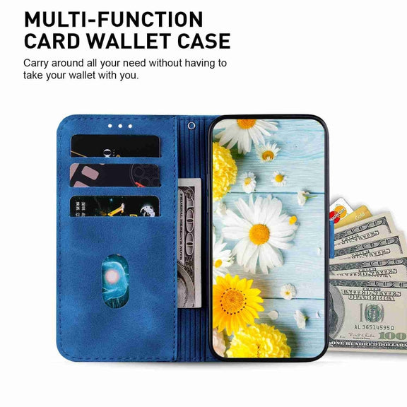 For Motorola Edge 2024 Lily Embossed Leather Phone Case(Dark Blue)
