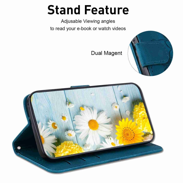 For Motorola Edge 2024 Lily Embossed Leather Phone Case(Dark Blue)