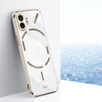 For Nothing Phone 2 XINLI Straight Edge 6D Electroplate TPU Phone Case(White) - More Brand by XINLI | Online Shopping South Africa | PMC TechLife | Buy Now Pay Later Mobicred