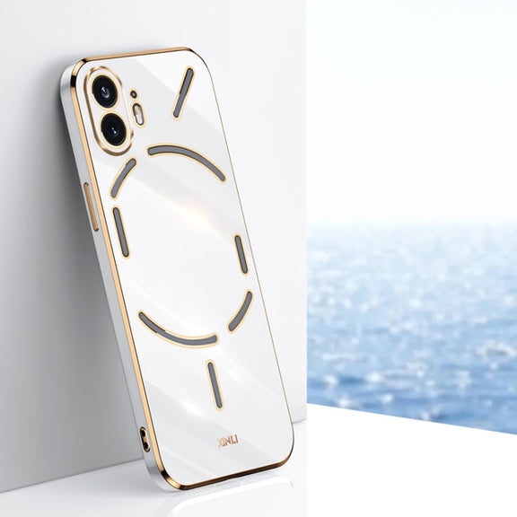 For Nothing Phone 2 XINLI Straight Edge 6D Electroplate TPU Phone Case(White)