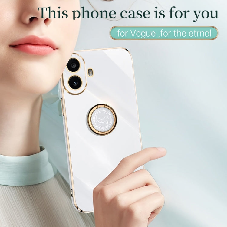 For Nothing CMF Phone 1 XINLI Straight Edge 6D Electroplate TPU Phone Case with Ring Holder(Hawthorn Red)