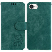 For iPhone 16e Little Tiger Embossed Leather Phone Case(Green)