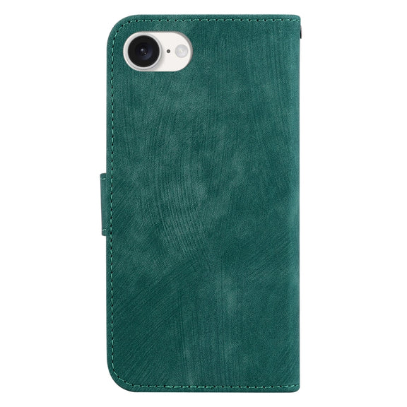 For iPhone 16e Little Tiger Embossed Leather Phone Case(Green)
