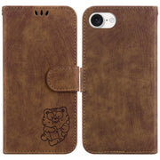 For iPhone 16e Little Tiger Embossed Leather Phone Case(Brown)
