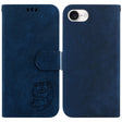 For iPhone 16e Little Tiger Embossed Leather Phone Case(Dark Blue) - iPhone 16e Cases by PMC TechLife | Online Shopping South Africa | PMC TechLife | Buy Now Pay Later Mobicred